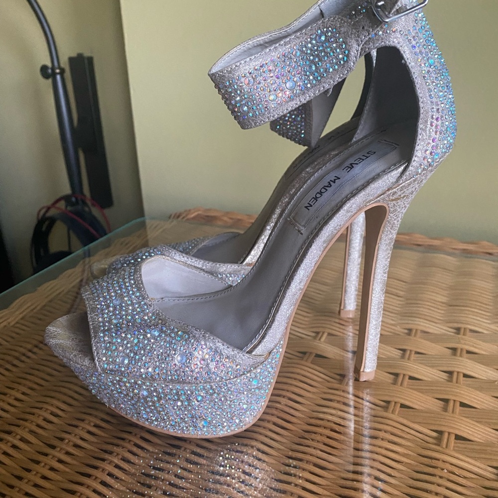 Silver Glitter Platform Heels
